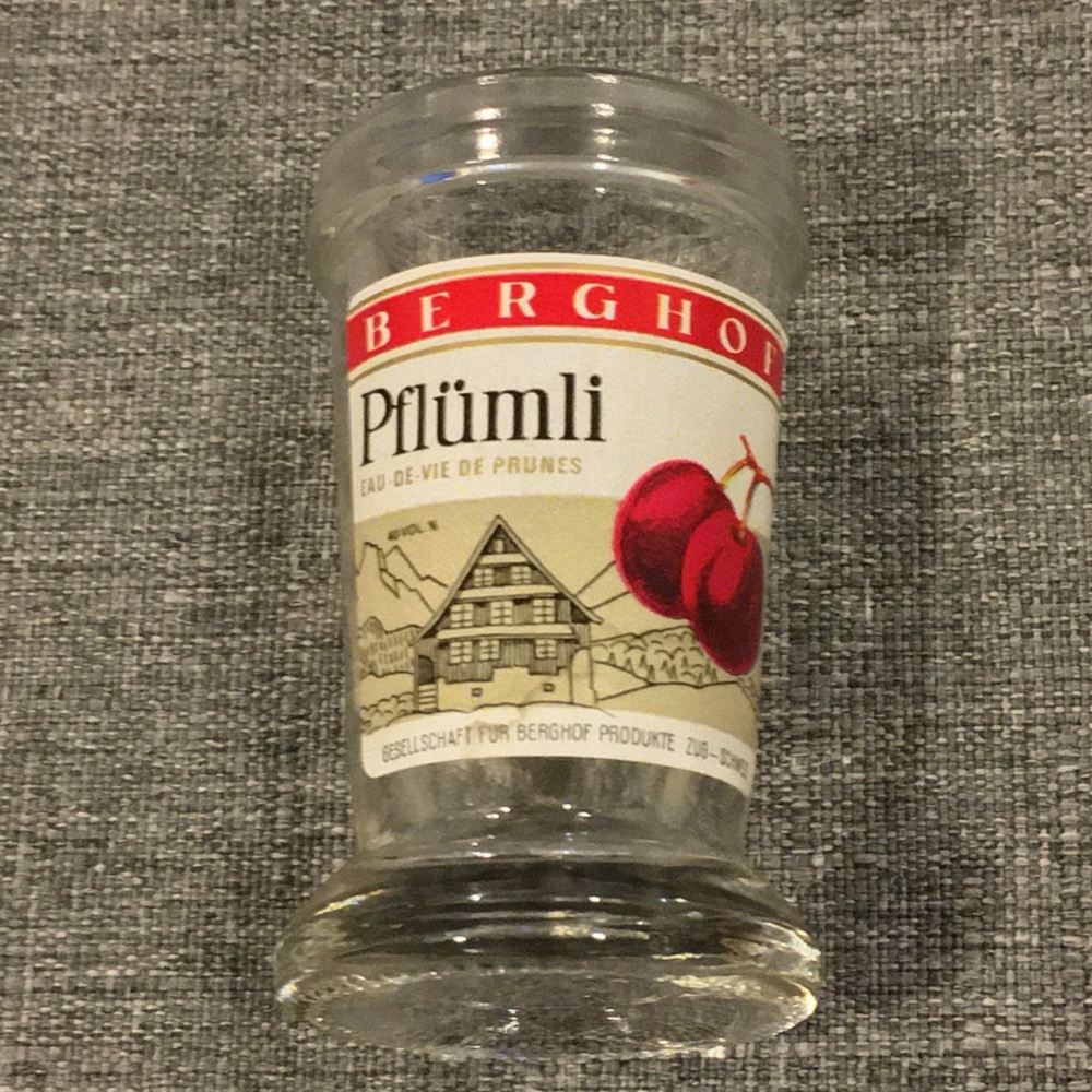 Berghof Pflumli Shot Glass EUC Prunes Switzerland? Fun for Oktoberfest parties